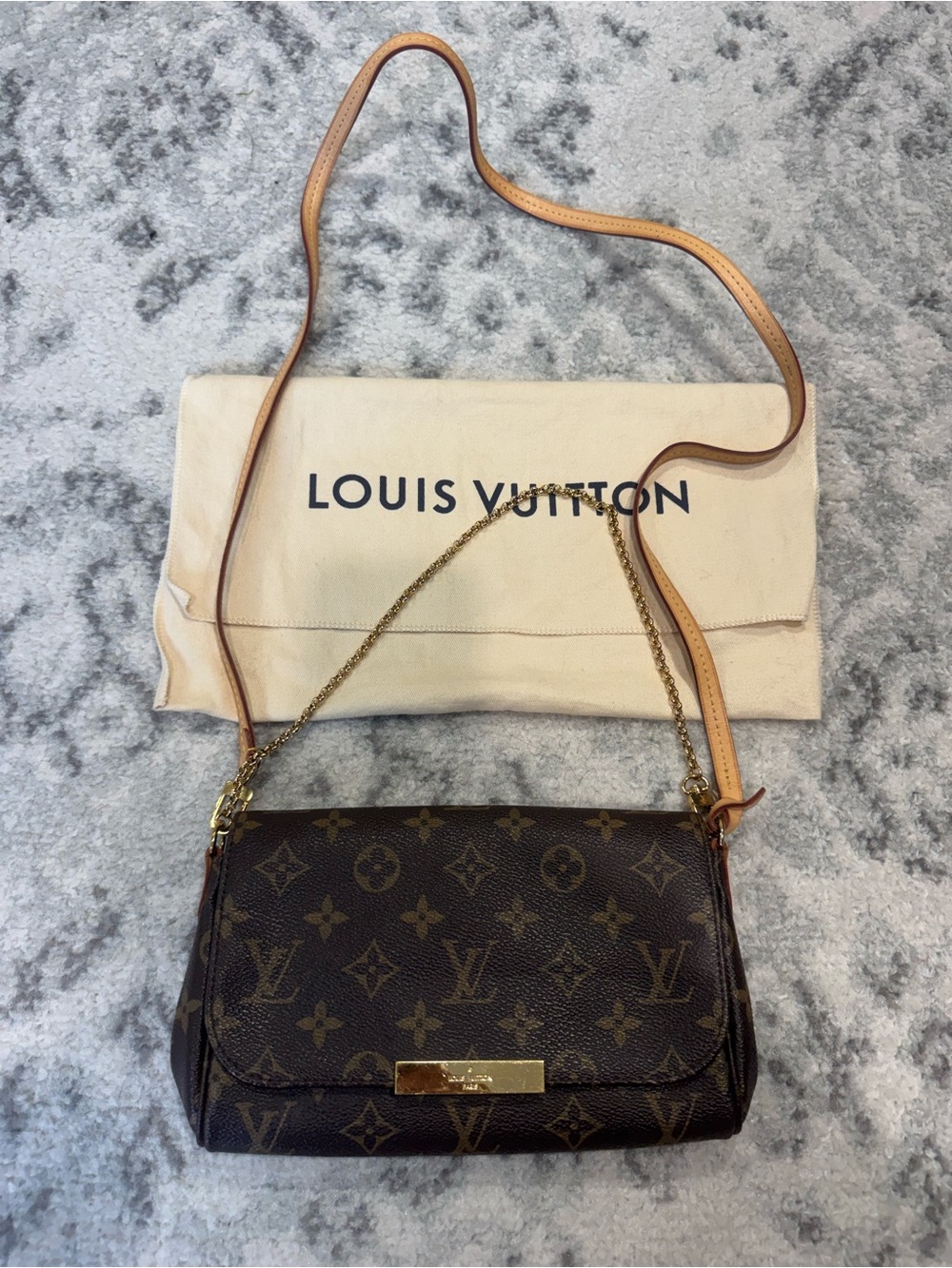 Louis Vuitton Monogram Crossbody with Gold Hardware and Tan Strap - Picture 1 of 3
